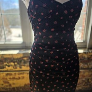 Black Dress with Red Rose Pattern